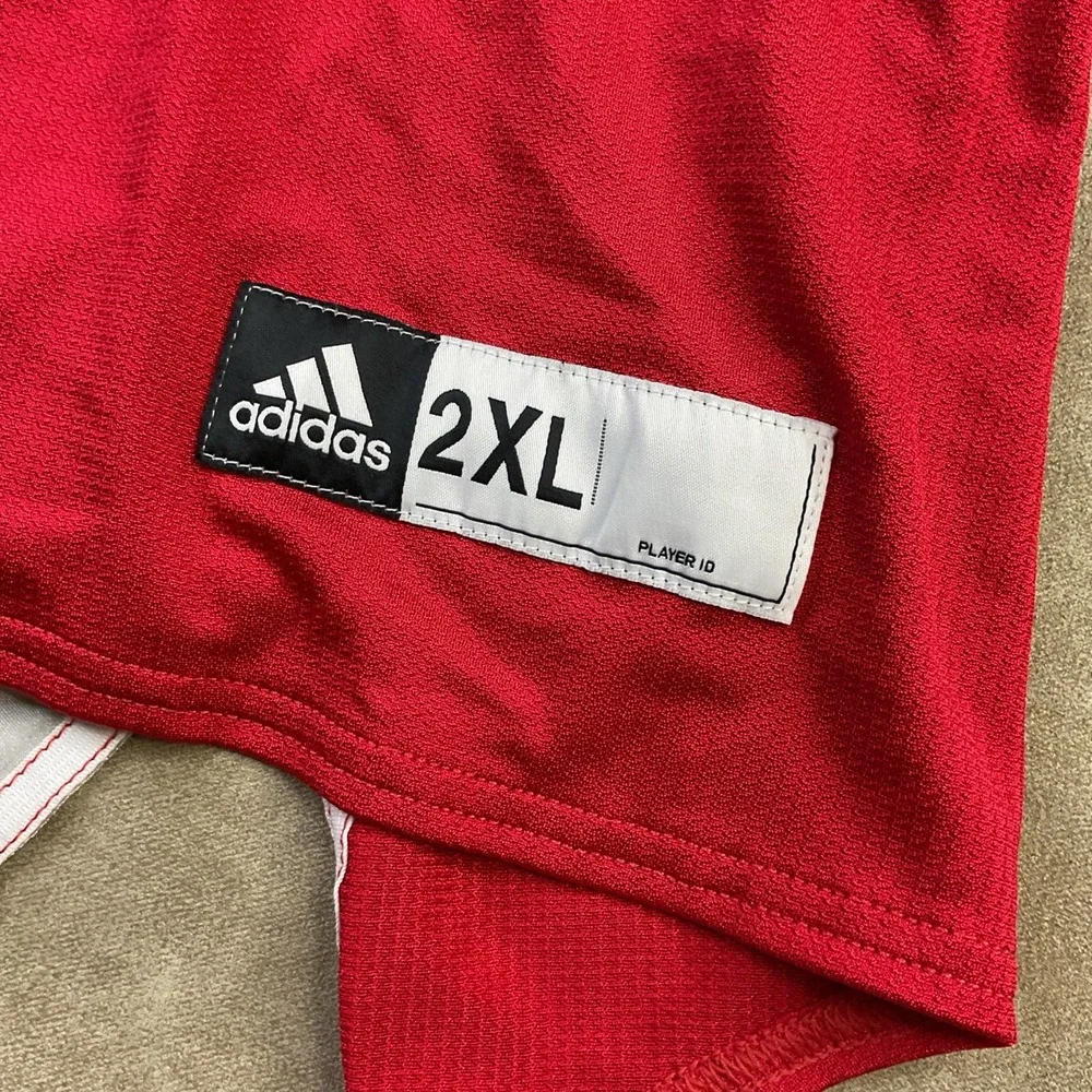 Adidas Football Training Jersey Practice Blank Red V-Neck Men Sz 2XL‎